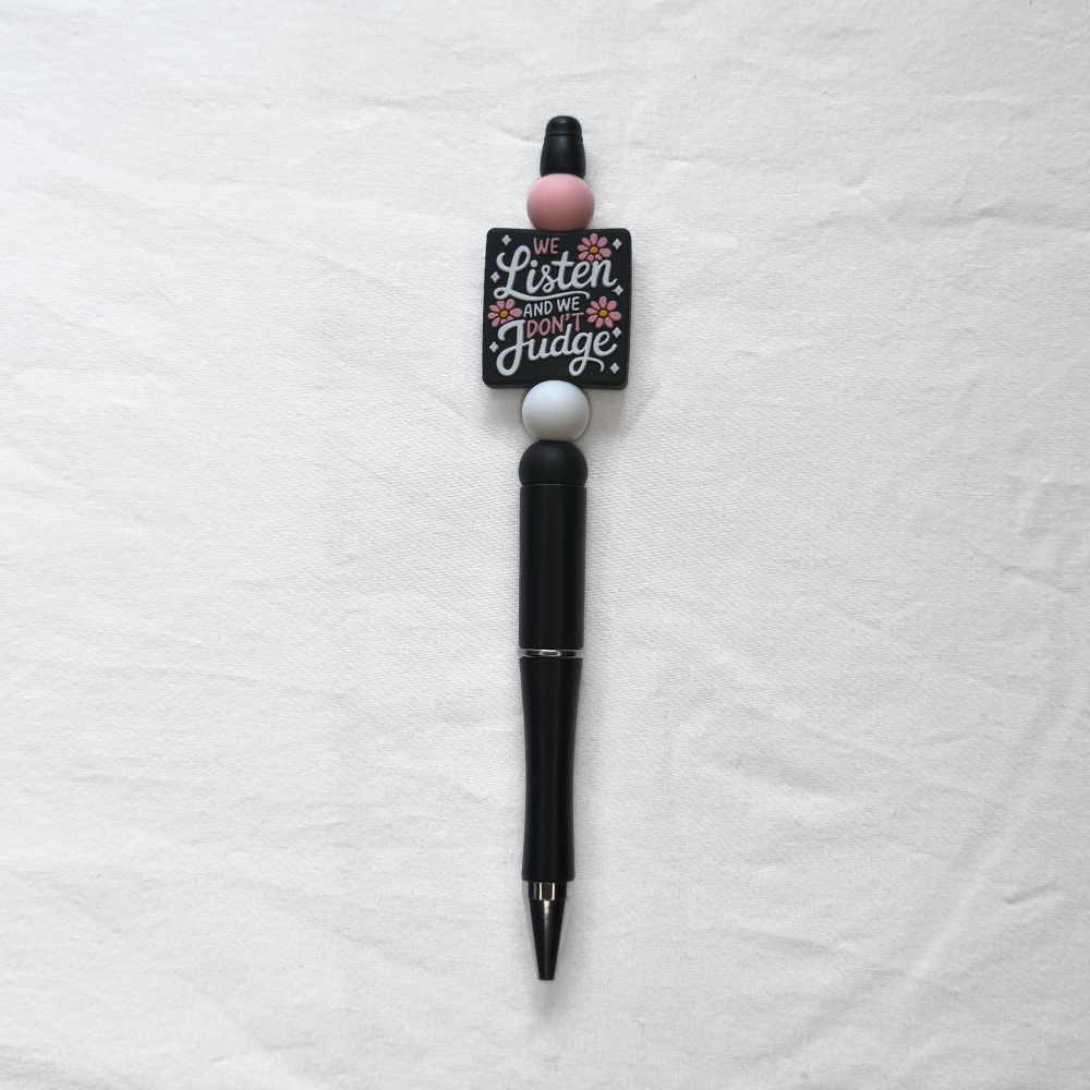 Black We Listen And We Don't Judge Beaded Pen