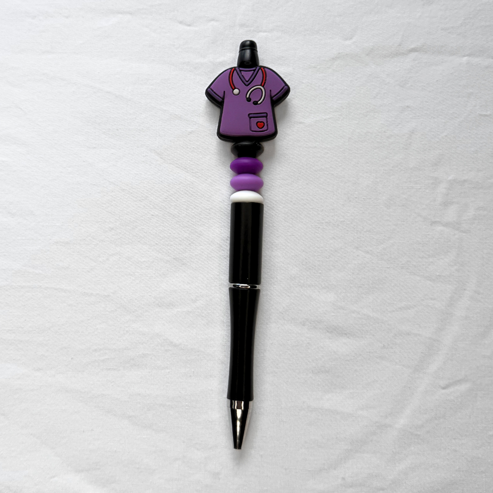 Purple & Black Nurse Beaded Pen