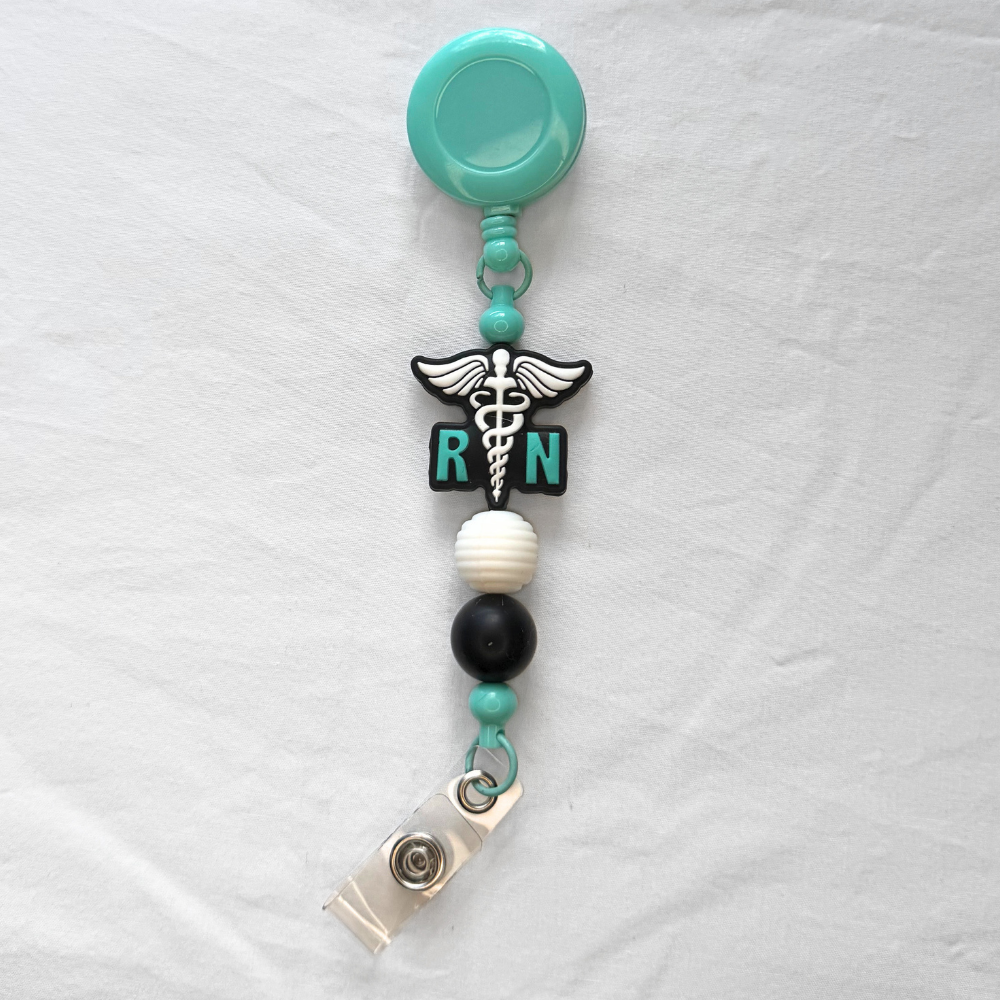 Green & White & Black Nurse Medical Retractable Tag