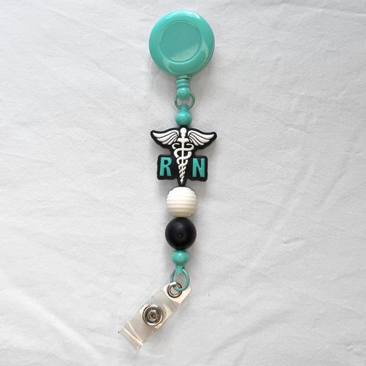 Green & White & Black Nurse Medical Retractable Tag