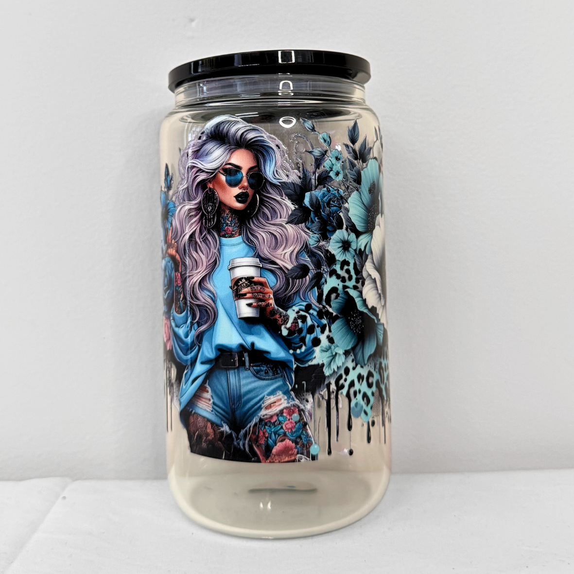 Blue Flower Tattoo Girl Libby Cup