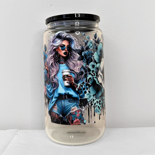 Blue Flower Tattoo Girl Libby Cup