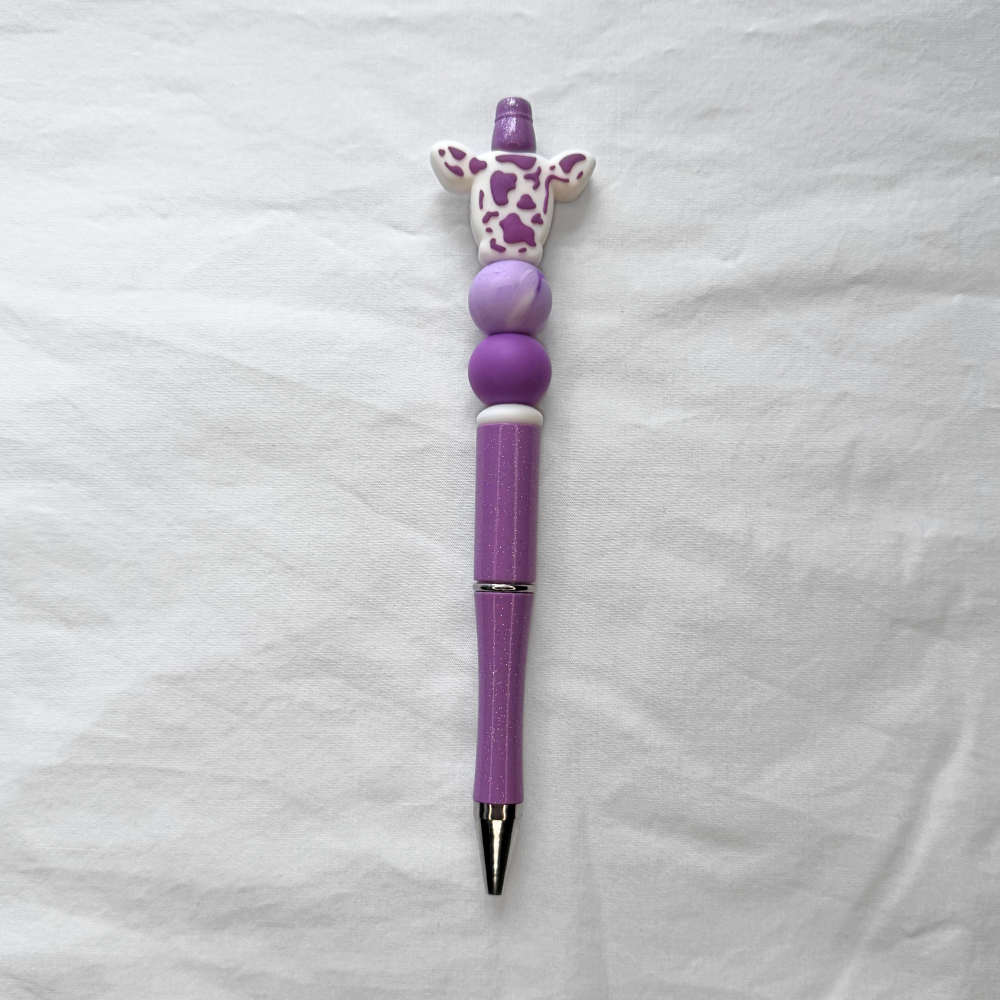 Purple Cow Beaded Pen