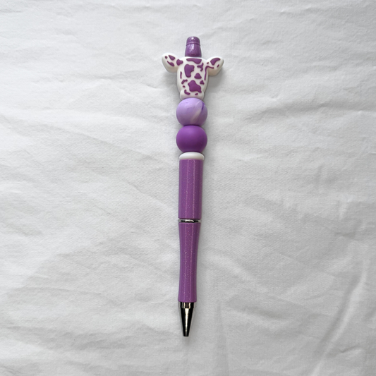 Purple Cow Beaded Pen